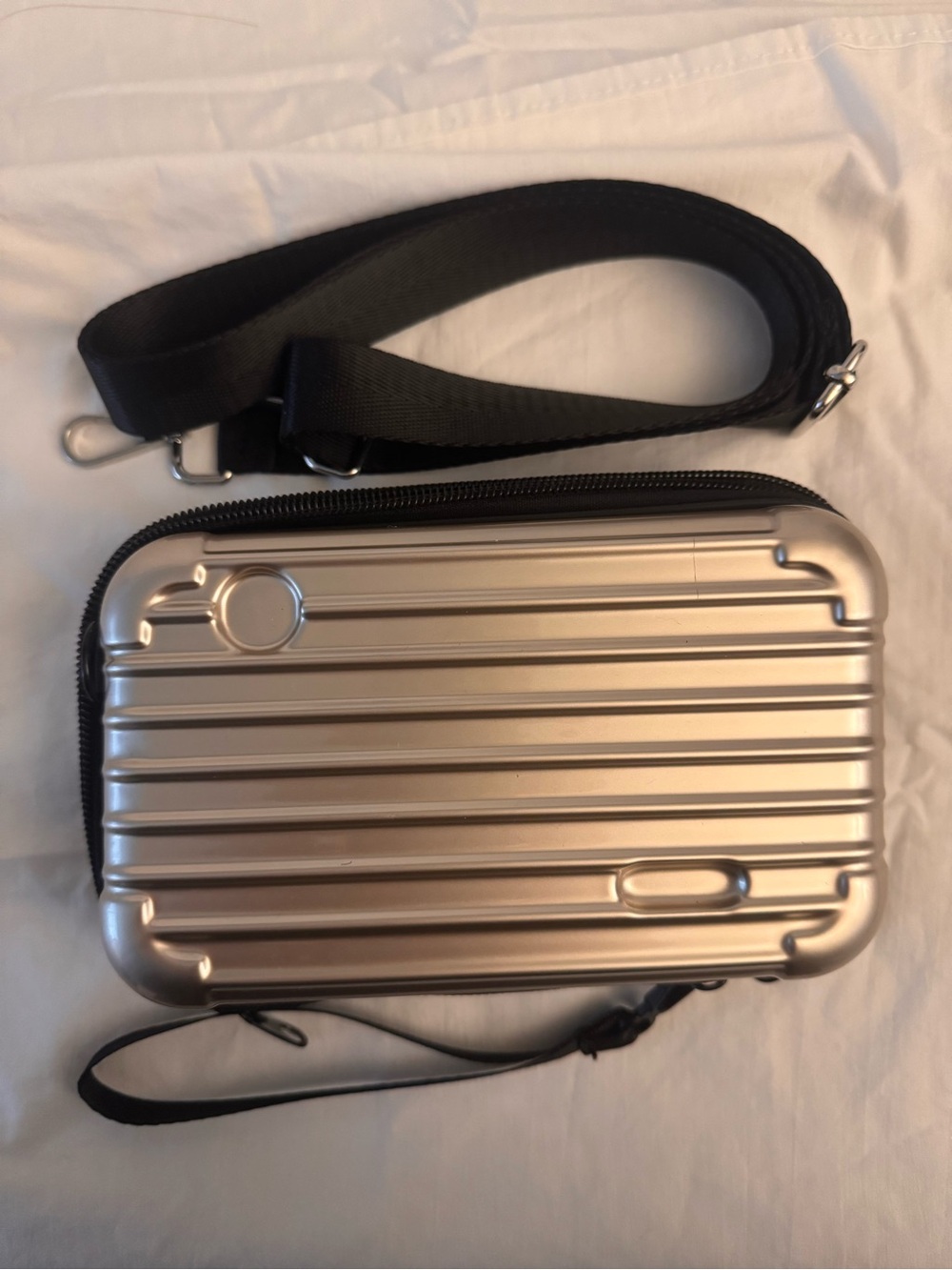 Hard shell plastic case for toiletries or makeup kit